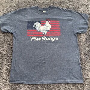 Free Range Tee Shirt - Rooster - American Flag - XL